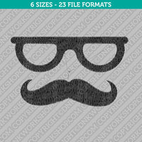 Moustache Mustache Glasses Embroidery Design - 6 Sizes - INSTANT DOWNLOAD