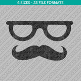 Moustache Mustache Glasses Embroidery Design - 6 Sizes - INSTANT DOWNLOAD
