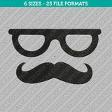 Moustache Mustache Glasses Embroidery Design - 6 Sizes - INSTANT DOWNLOAD