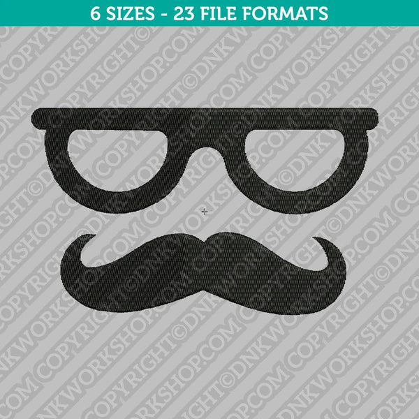 Moustache Mustache Glasses Embroidery Design - 6 Sizes - INSTANT DOWNLOAD