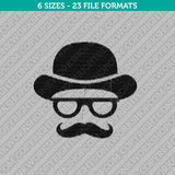 Moustache Mustache Hat Machine Embroidery Design - 6 Sizes - INSTANT DOWNLOAD