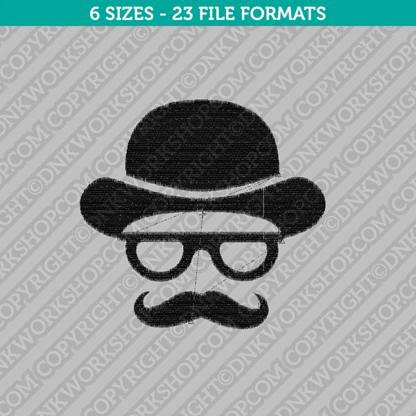 Moustache Mustache Hat Machine Embroidery Design - 6 Sizes - INSTANT DOWNLOAD