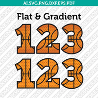 NBA Basketball Ball Numbers SVG Vector Silhouette Cameo Cricut Cut File Clipart Png Dxf Eps