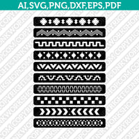 Native American Cherokee Navajo Apache Aztec Leather Bracelet Template SVG Jewelry Laser Cut File Cricut