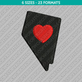 Nevada State Map Heart Machine Embroidery Design - 6 Sizes - INSTANT DOWNLOAD