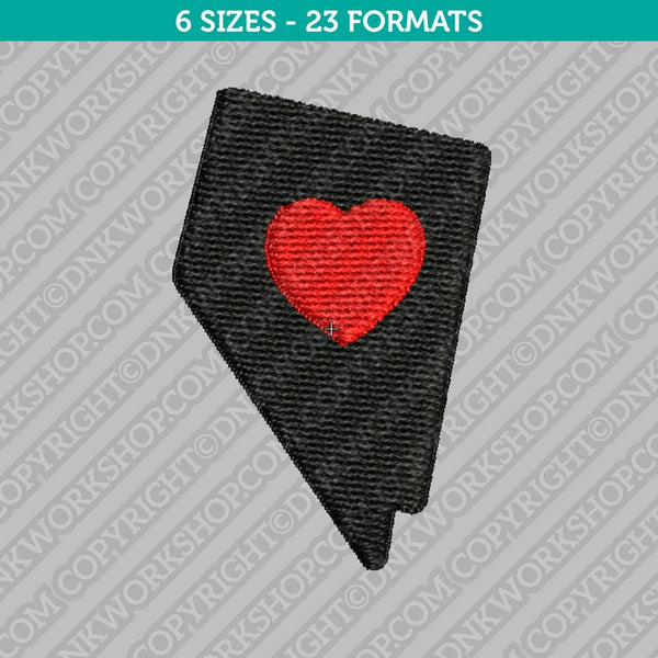 Nevada State Map Heart Machine Embroidery Design - 6 Sizes - INSTANT DOWNLOAD