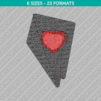 Nevada State Map Heart Machine Embroidery Design - 6 Sizes - INSTANT DOWNLOAD