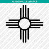 New Mexico Zia Sun Symbol SVG Silhouette Cameo Cricut Cut File Vector Png Eps Dxf