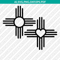 New Mexico Zia Sun Symbol SVG Silhouette Cameo Cricut Cut File Vector Png Eps Dxf