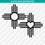 New Mexico Zia Sun Symbol SVG Silhouette Cameo Cricut Cut File Vector Png Eps Dxf