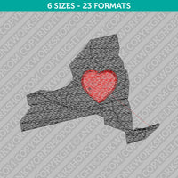 New York State Map Heart Embroidery Design - 6 Sizes - INSTANT DOWNLOAD