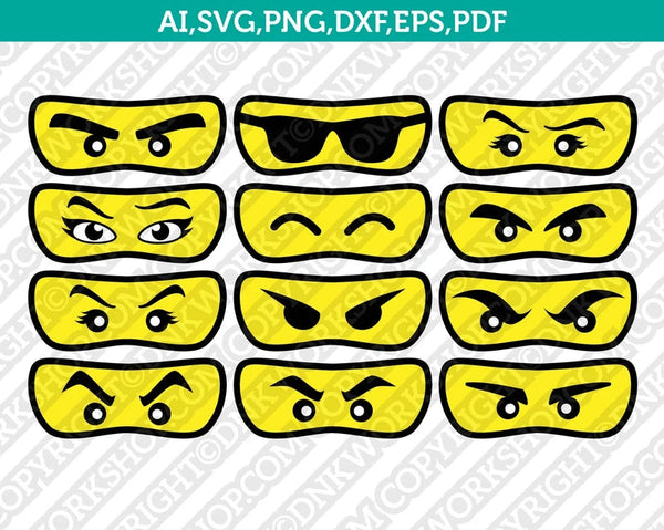 Ninja Ninjago Lego Eyes Mask SVG Silhouette Cameo Vector Cricut Cut File Clipart Png Eps Dxf