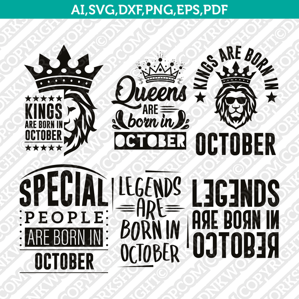 October Birthday SVG Cut File Clipart Cricut Png
