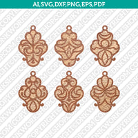 Ornamental Bijouterie Earring SVG Svg Silhouette Cameo Vector Cricut Laser Cut File Png Eps Dxf Clipart