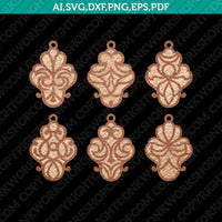 Ornamental Bijouterie Earring SVG Svg Silhouette Cameo Vector Cricut Laser Cut File Png Eps Dxf Clipart