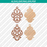 Ornamental Bijouterie Earring SVG Svg Silhouette Cameo Vector Cricut Laser Cut File Png Eps Dxf Clipart