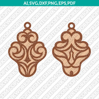 Ornamental Floral Tribal Pendant Bijouterie Design Tear Drop Earring SVG Cricut Laser Cut File Clipart Png Eps Dxf