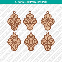 Ornamental Floral Tribal Pendant Bijouterie Design Tear Drop Earring SVG Cricut Laser Cut File Clipart Png Eps Dxf