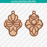 Ornamental Floral Tribal Pendant Bijouterie Design Tear Drop Earring SVG Cricut Laser Cut File Clipart Png Eps Dxf