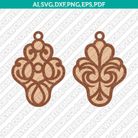 Ornamental Floral Tribal Pendant Bijouterie Design Tear Drop Earring SVG Cricut Laser Cut File Clipart Png Eps Dxf