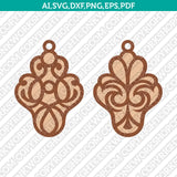 Ornamental Floral Tribal Pendant Bijouterie Design Tear Drop Earring SVG Cricut Laser Cut File Clipart Png Eps Dxf