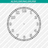 Outline Clock Face Template Cricut Silhouette Svg Vector Clip Art Design Eps Png Dxf Cut File Files Stencil