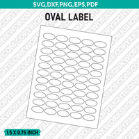 1.5 x 0.75 Inch Oval Label Template SVG Cut File Vector Cricut Clipart Png Dxf Eps