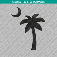 Palmetto Tree and Crescent Moon Embroidery Design - 6 Sizes - INSTANT DOWNLOAD