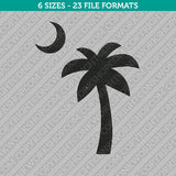 Palmetto Tree and Crescent Moon Embroidery Design - 6 Sizes - INSTANT DOWNLOAD