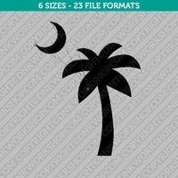Palmetto Tree and Crescent Moon Embroidery Design - 6 Sizes - INSTANT DOWNLOAD