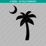 Palmetto Tree and Crescent Moon Embroidery Design - 6 Sizes - INSTANT DOWNLOAD