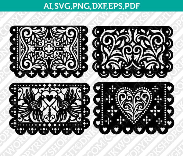 Papel Picado SVG Fiesta Bunting Cinco de Mayo Day of Death Coco Vector Cricut Cut File Clipart Png Eps Dxf