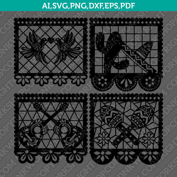 Papel Picado SVG Mexican Fiesta Bunting Cinco de Mayo Day of Death Coco Vector Cricut Cut File Clipart Png Eps Dxf