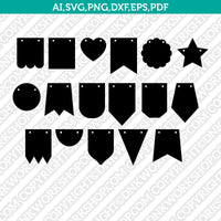 Party Bunting Banner Flag SVG Silhouette Cameo Cricut Cut File Vector Png Eps Dxf