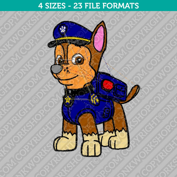 Paw Patrol Chase Embroidery Design - 4 Sizes - INSTANT DOWNLOAD