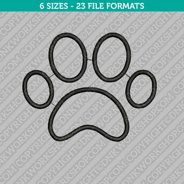 Dog Paw Print Outline Embroidery Design Animal - 5 Sizes - INSTANT DOWNLOAD