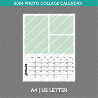2024 Photo Collage Calendar Printable PDF | A4 & US Letter - Sunday Monday
