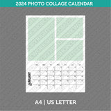 2024 Photo Collage Calendar Printable PDF | A4 & US Letter - Sunday Monday