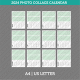 Photo Collage 2024 Calendar Printable PDF | A4 & US Letter - Sunday Monday