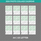 Calendar Photo Collage 2024 Printable PDF | A4 & US Letter - Sunday Monday