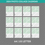 2024 Photo Collage Calendar Printable PDF | A4 & US Letter - Sunday Monday