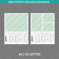 2024 Photo Collage Calendar Printable PDF | A4 & US Letter - Sunday Monday