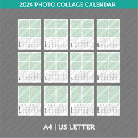 Calendar Photo Collage 2024 Printable PDF | A4 & US Letter - Sunday Monday