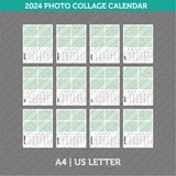 Calendar Photo Collage 2024 Printable PDF | A4 & US Letter - Sunday Monday