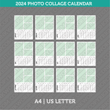 2024 Photo Collage Calendar Printable PDF | A4 & US Letter - Sunday Monday