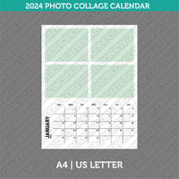 Calendar Photo Collage 2024 Printable PDF | A4 & US Letter - Sunday Monday