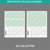 Photo Collage 2024 Calendar Printable PDF | A4 & US Letter - Sunday Monday