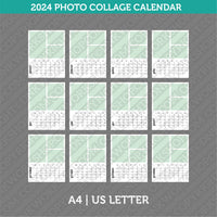 2024 Photo Collage Calendar Printable PDF | A4 & US Letter - Sunday Monday