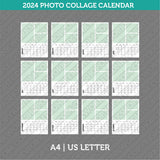 2024 Photo Collage Calendar Printable PDF | A4 & US Letter - Sunday Monday