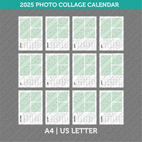 Photo Collage 2025 Calendar Printable PDF | A4 &amp; US Letter - Sunday Monday.